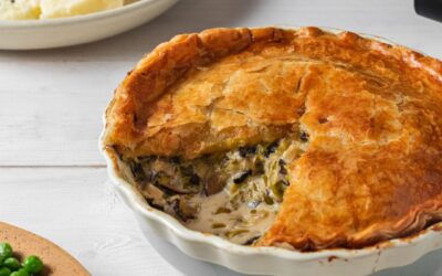 Veganský koláč s pórkem a houbami