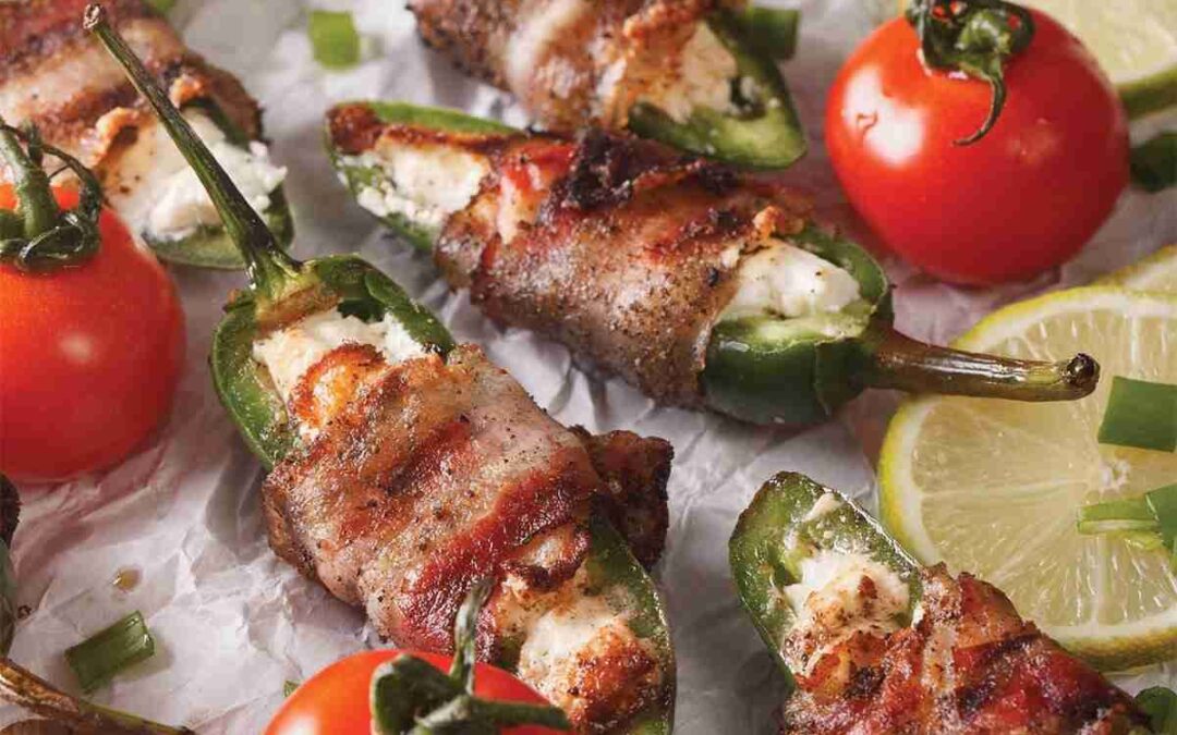 Jalapenos plněné sýrem ve slanině